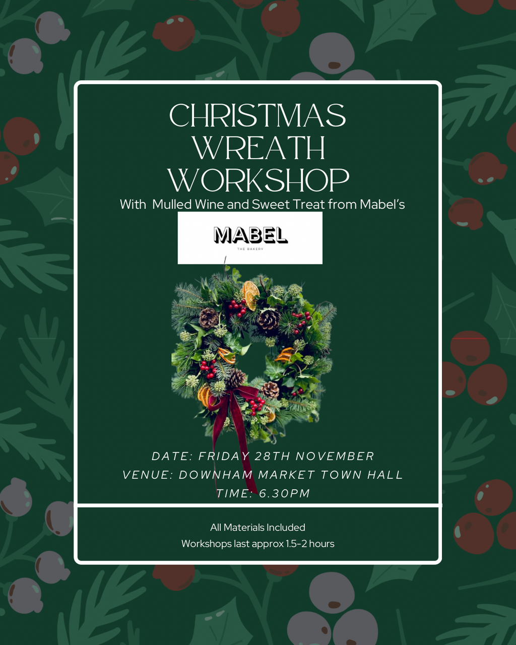 Friday 28th November 6.30pm Mabel's