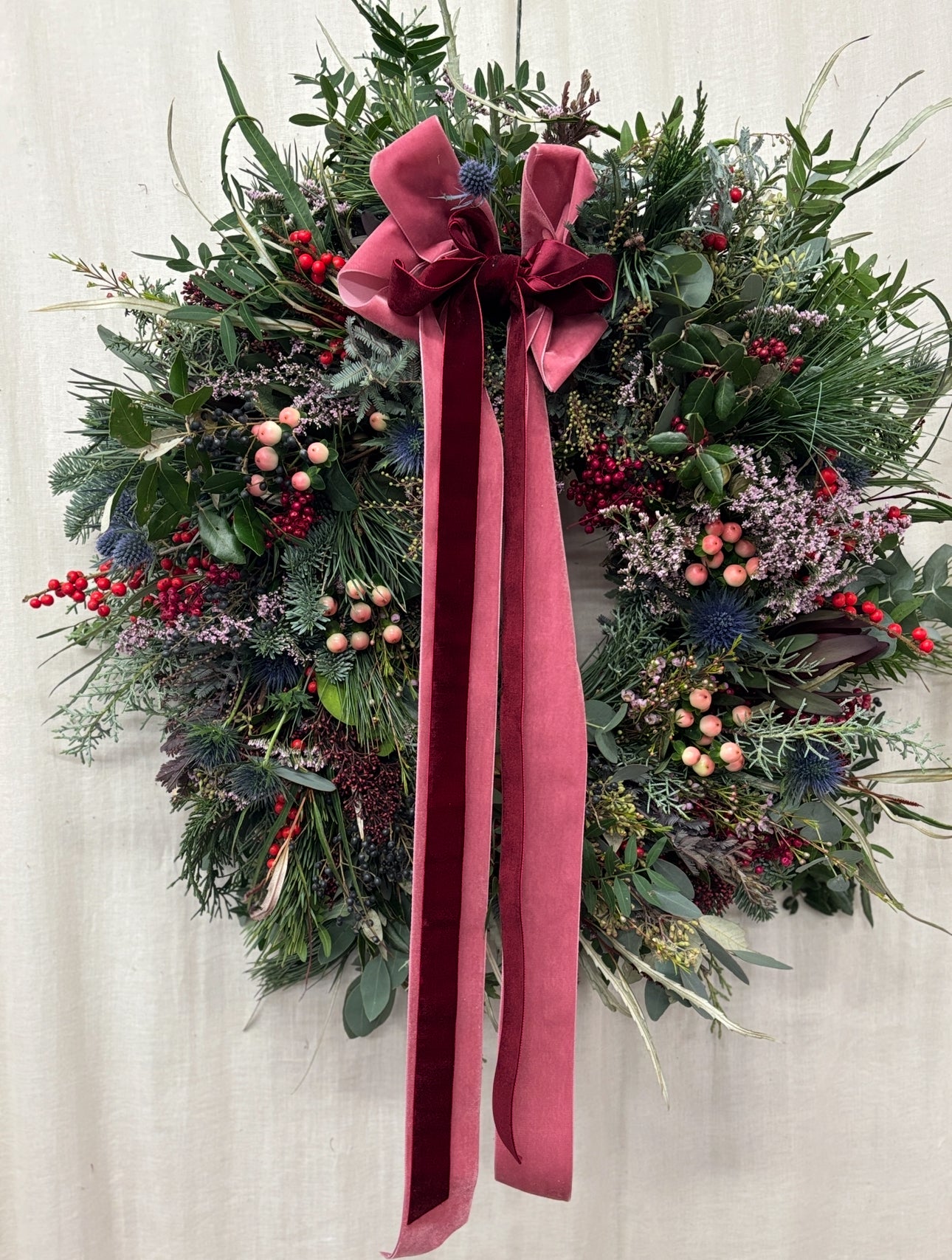 Red and Pink Christmas Wreath