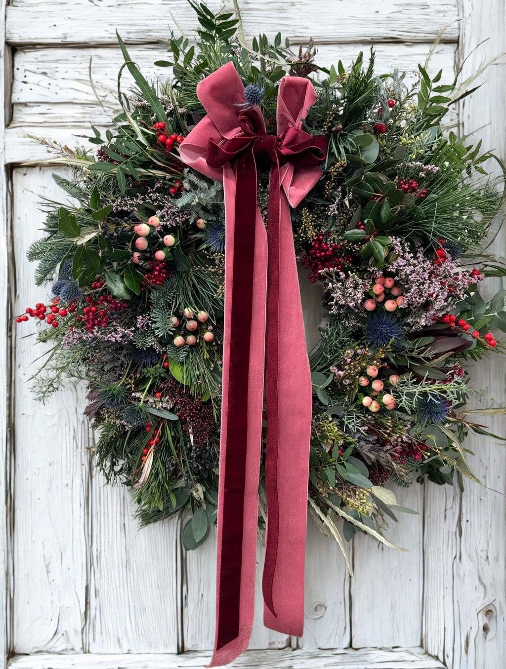Red and Pink Christmas Wreath