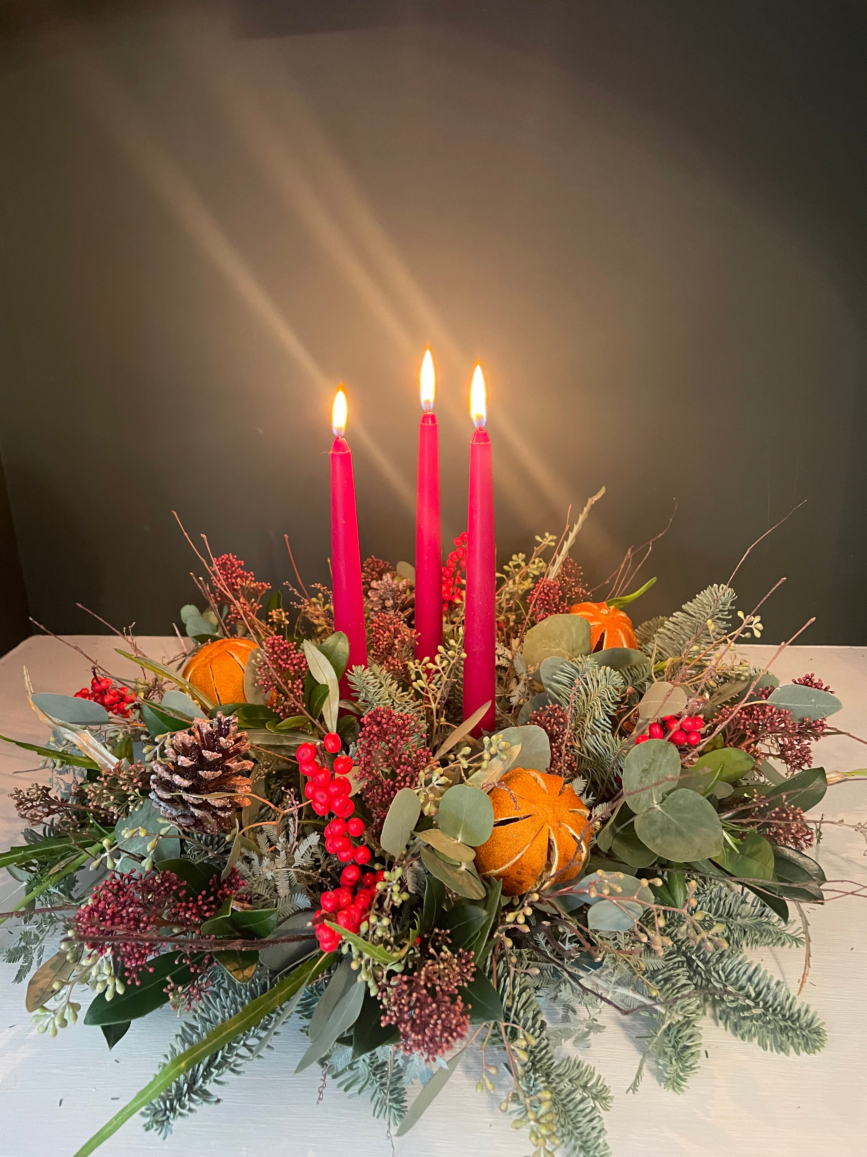 Christmas Candle Arrangement m- colour options available
