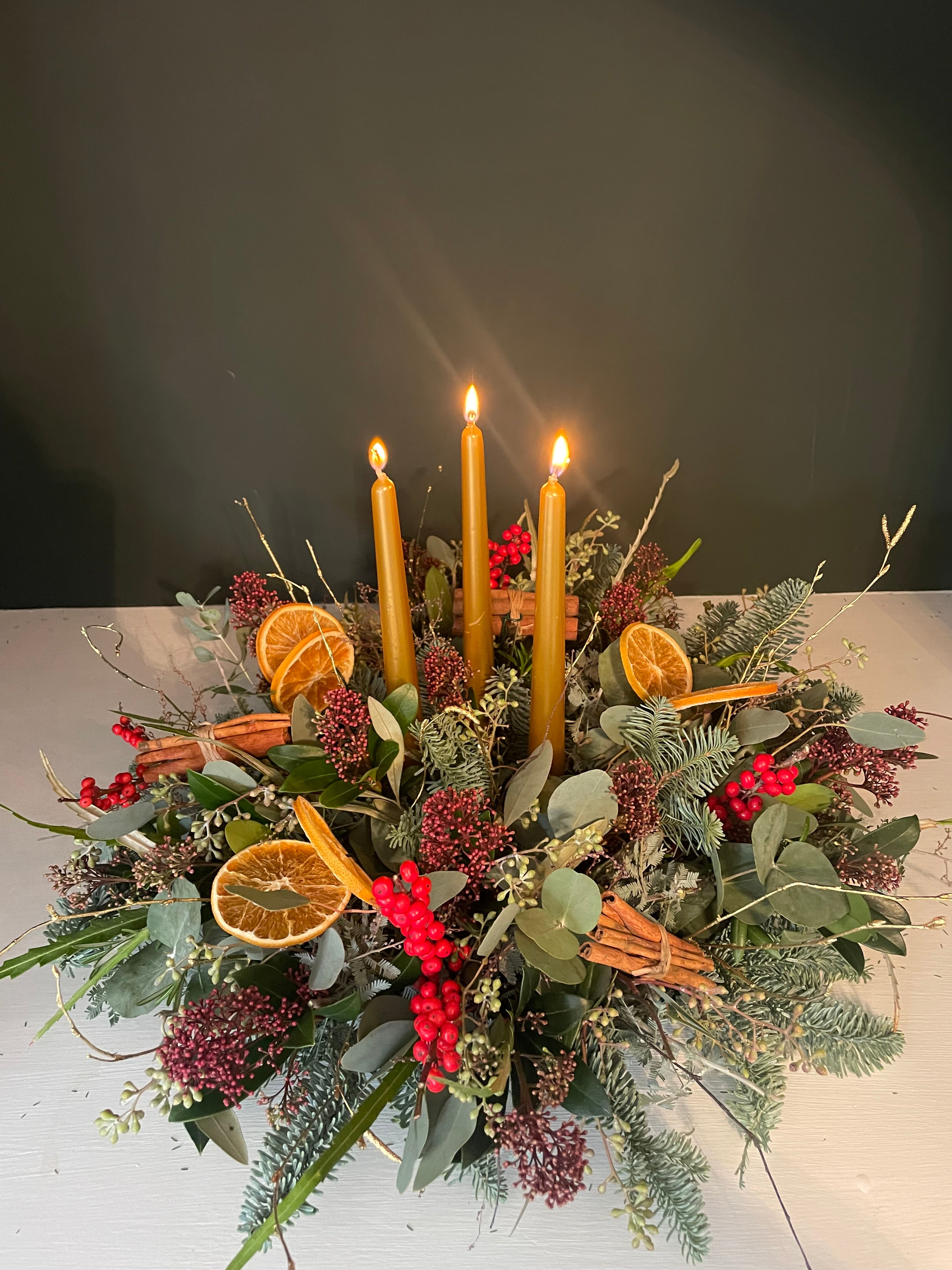 Christmas Candle Arrangement m- colour options available