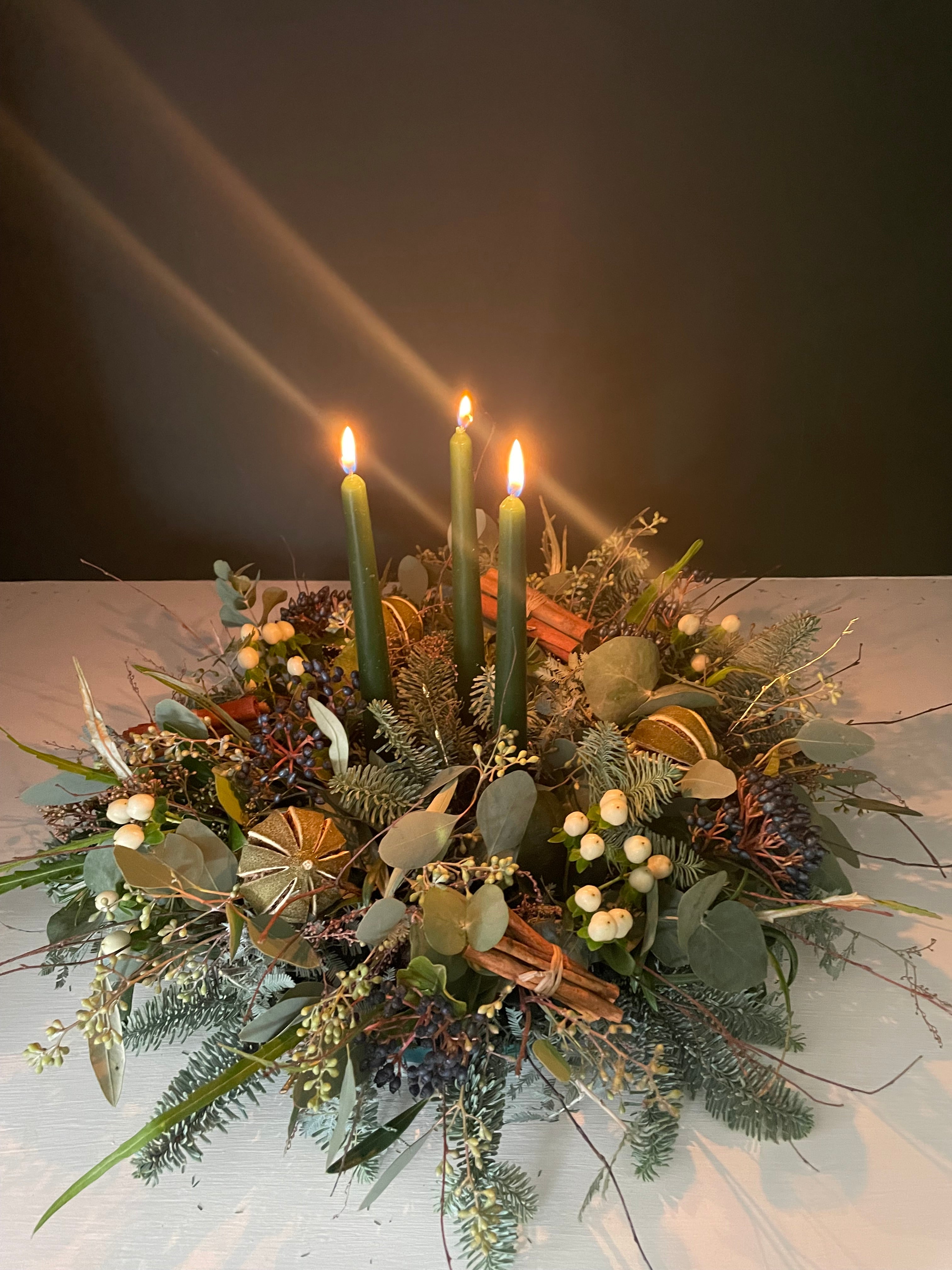 Christmas Candle Arrangement m- colour options available