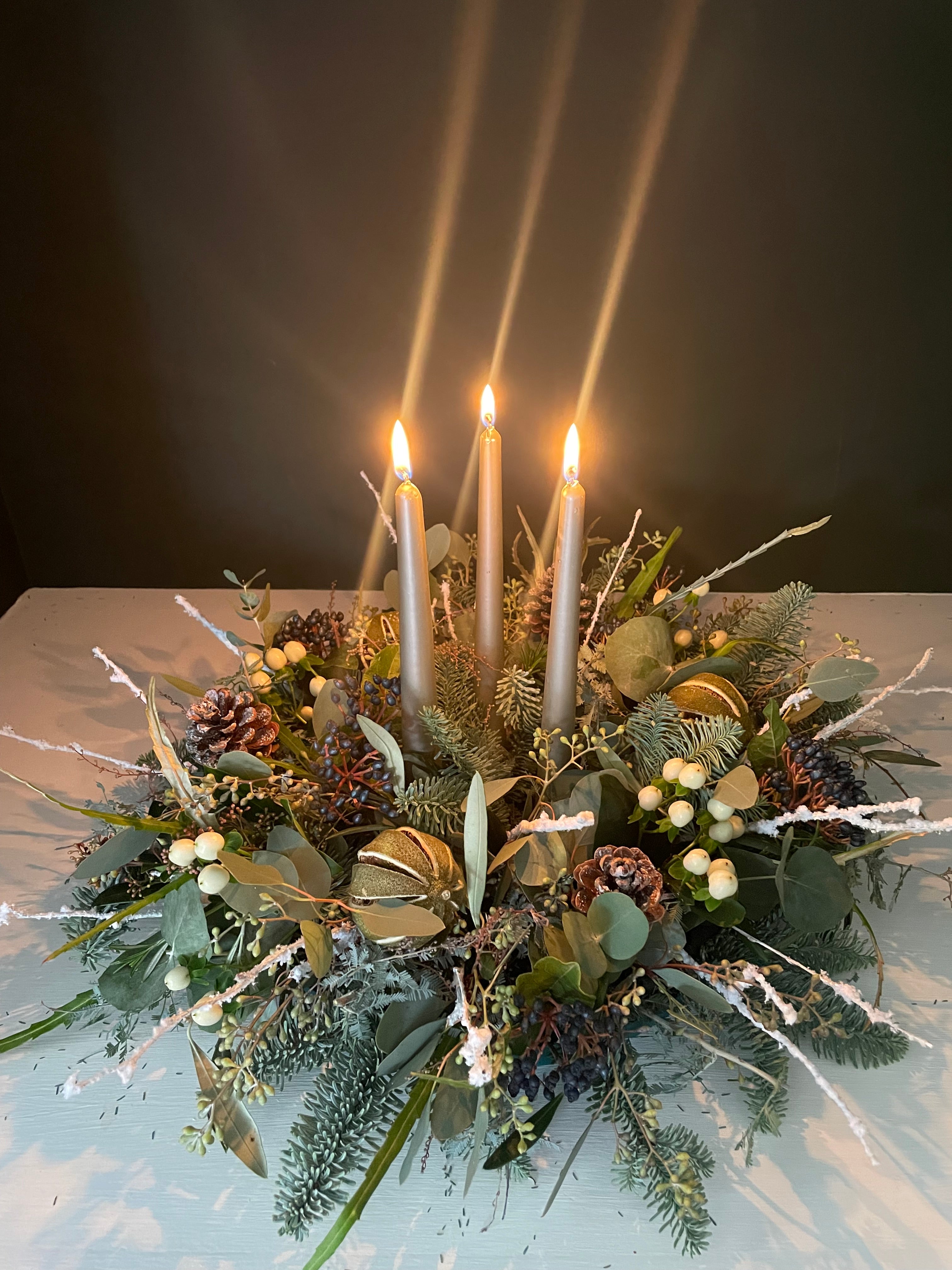 Christmas Candle Arrangement m- colour options available