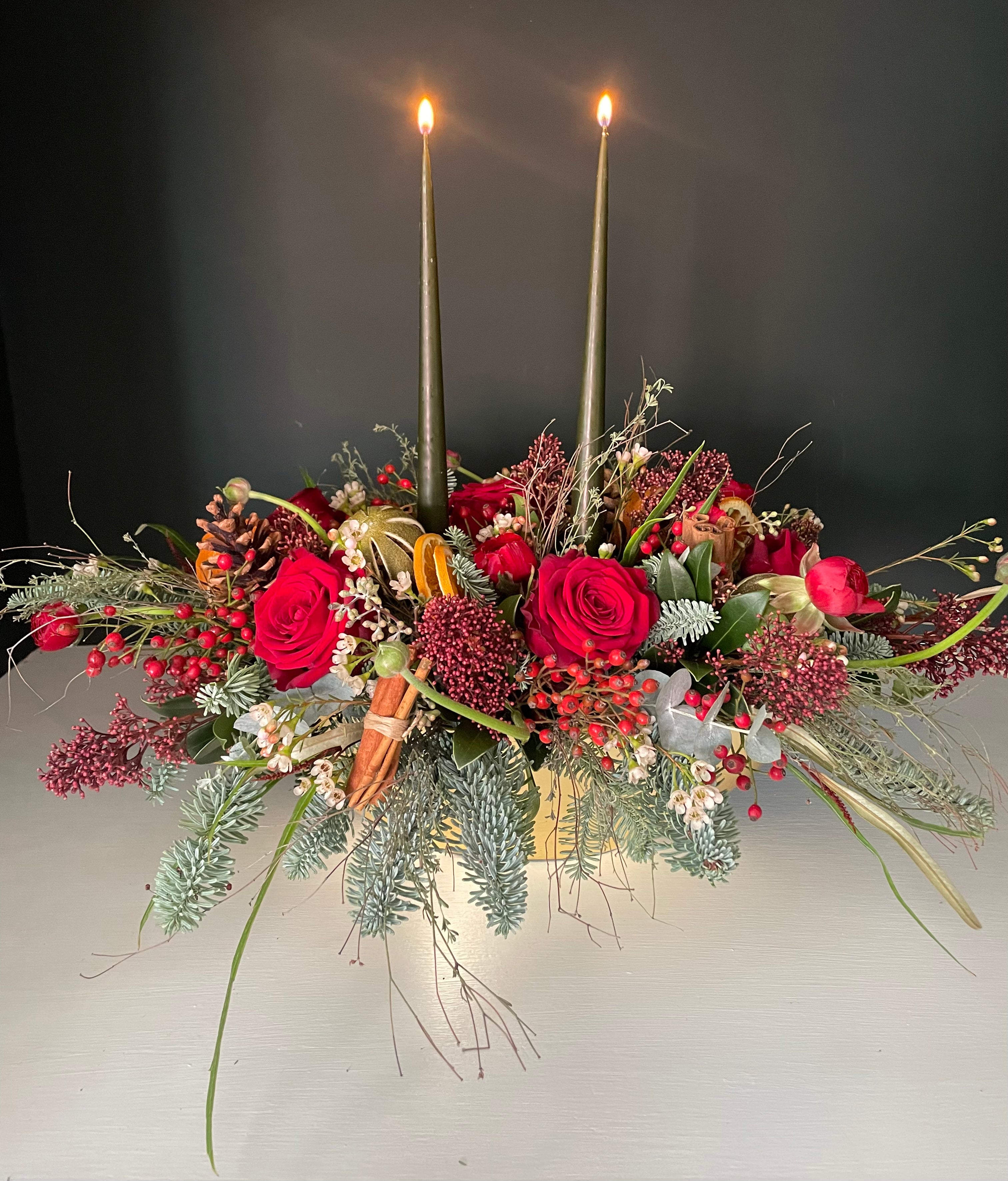 Luxury Red and Gold Candle Arrangement