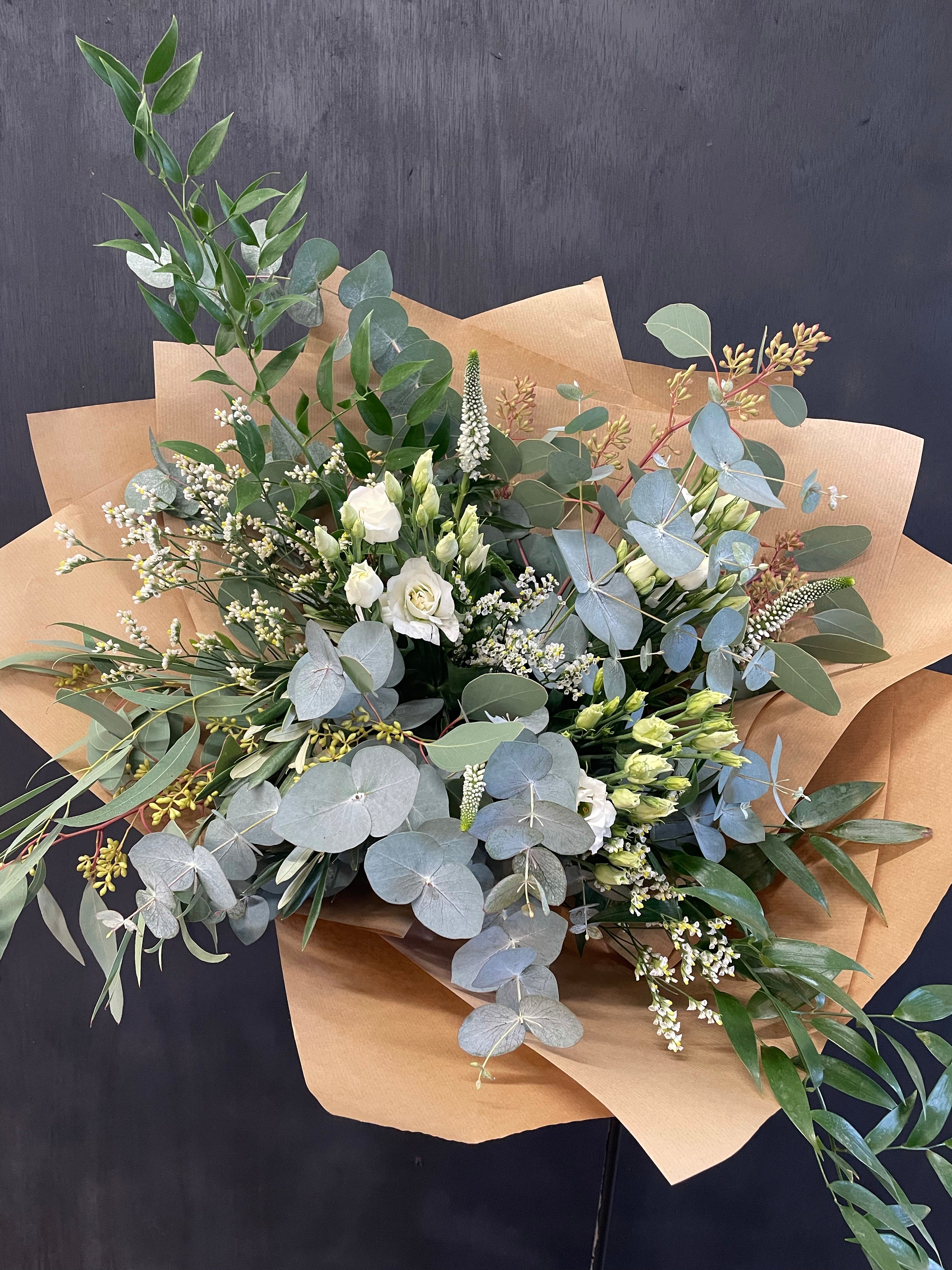 Foliage + Whites Hand Tied