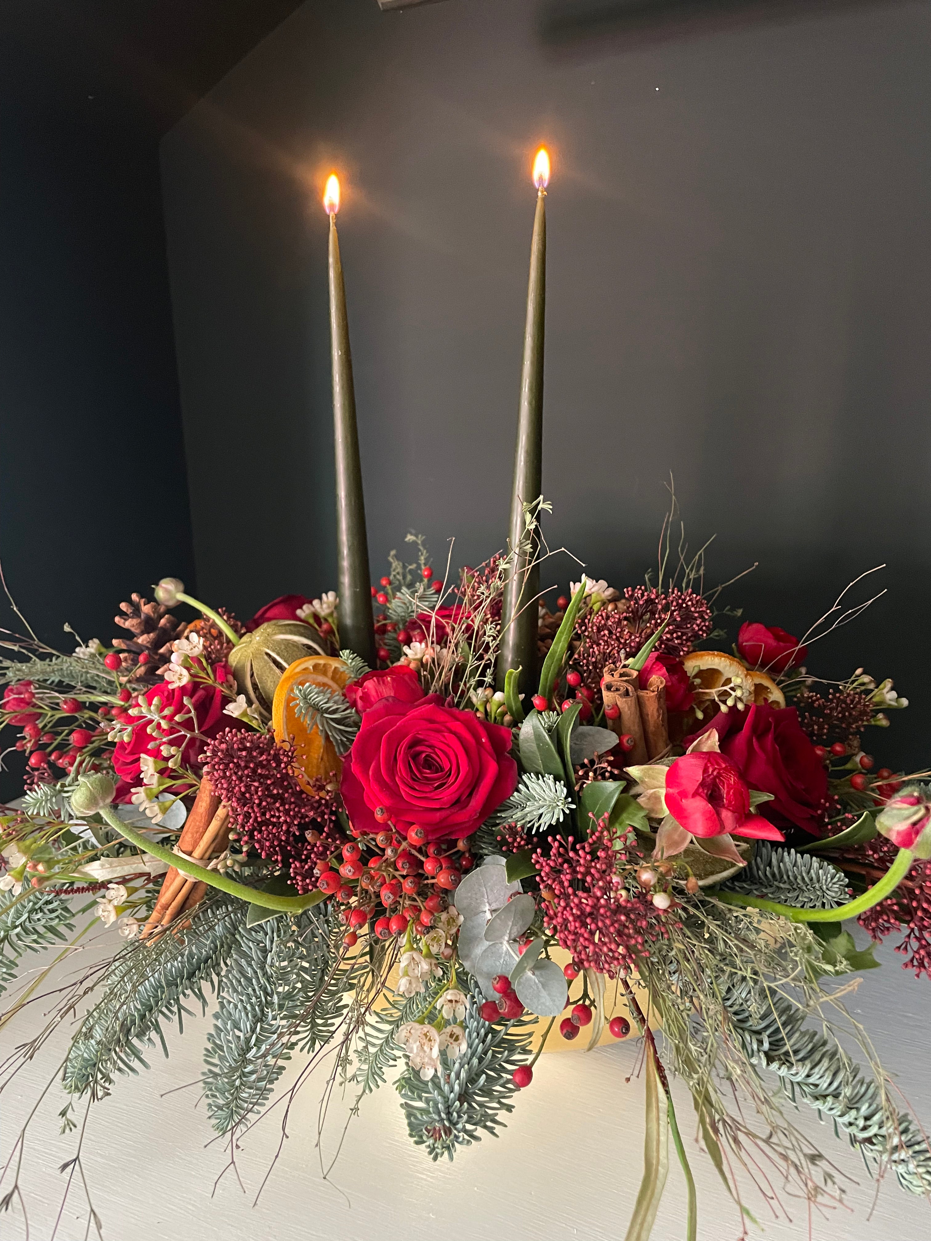 Luxury Red and Gold Candle Arrangement